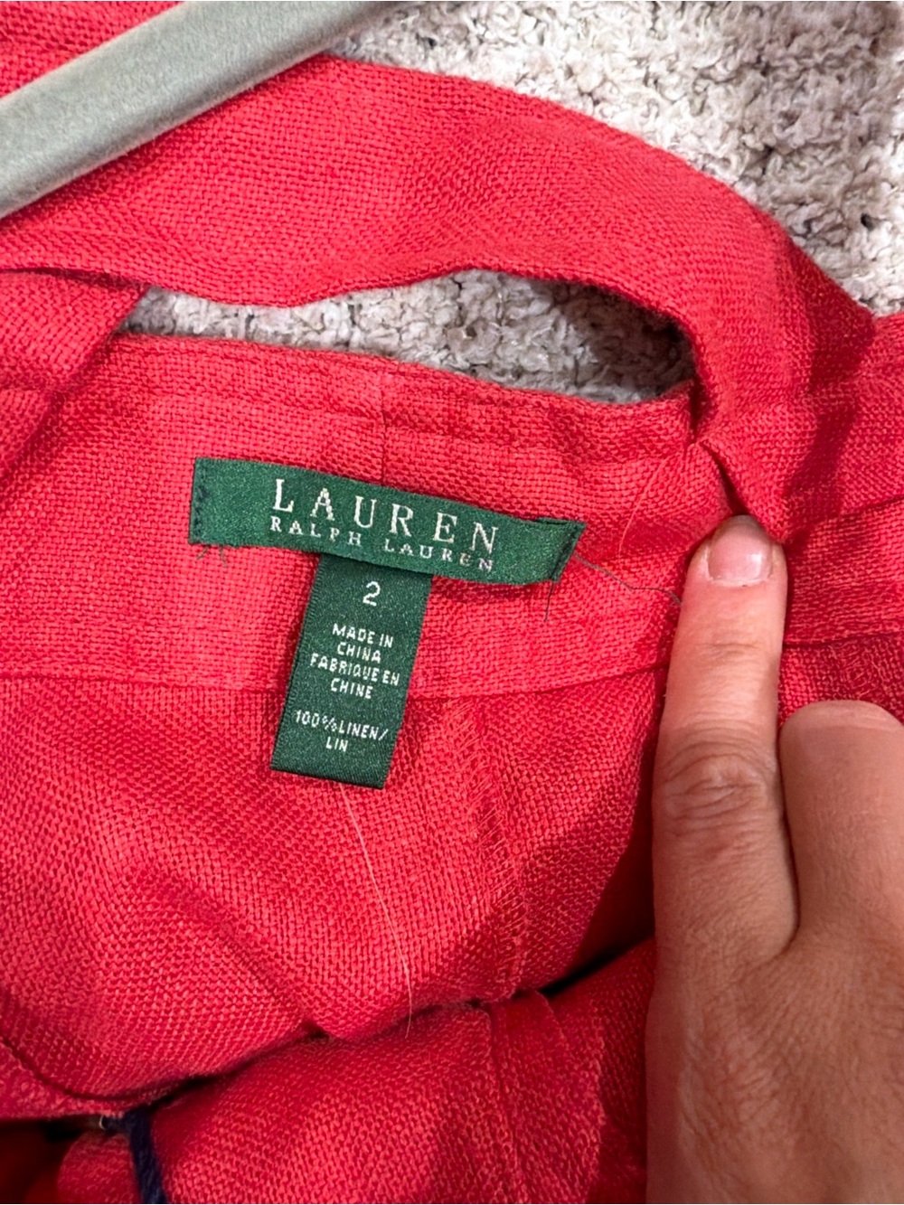 LAUREN Ralph Lauren Red Linen Women’s Midi Dress